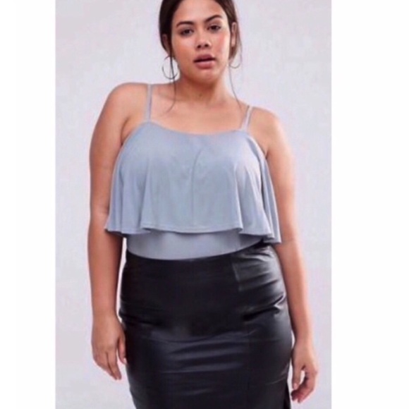 ASOS Curve Tops - Asos Curve Ruffle Layer Thong Cut Tank Bodysuit